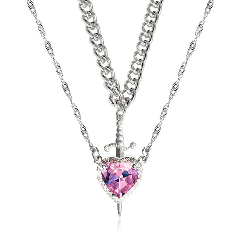 Lockhart Heart and Sword Zircon Pendant Necklace