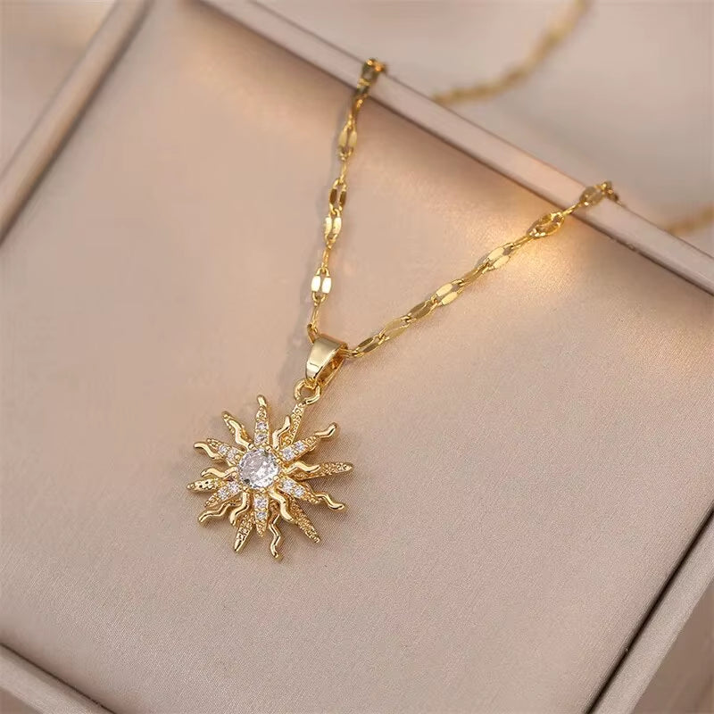 Spinning Zircon Flower Pendant