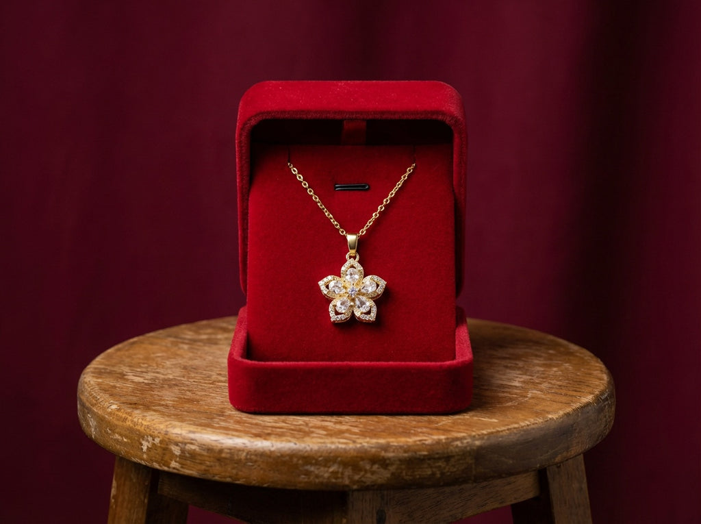 Spinning Zircon Flower Pendant